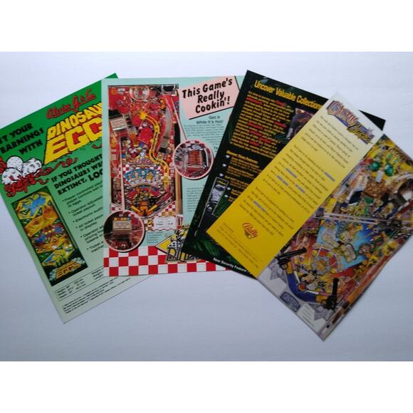 Pinball FLYERS Lot Of 4 Cactus Jacks Congo Diner Dinosaur Eggs Vintage Original - Picture 2 of 2